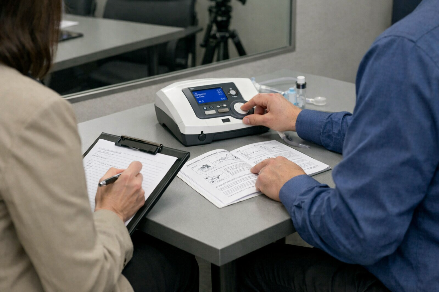 A medical device usability test session